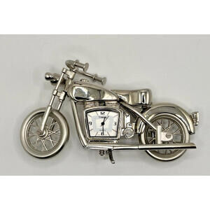 Timex Desk Clock Mini Motorcyle  Silver Tone work Order
